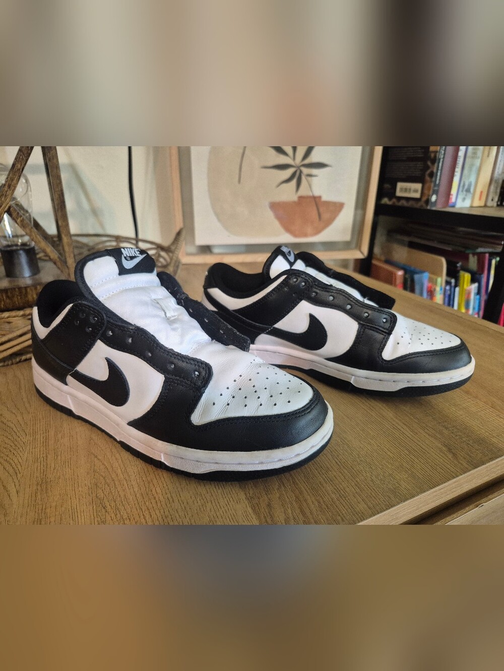 Nike Black and White Low-Top Swoosh Sneakers(No Shoe Laces) - Picture 2 of 5